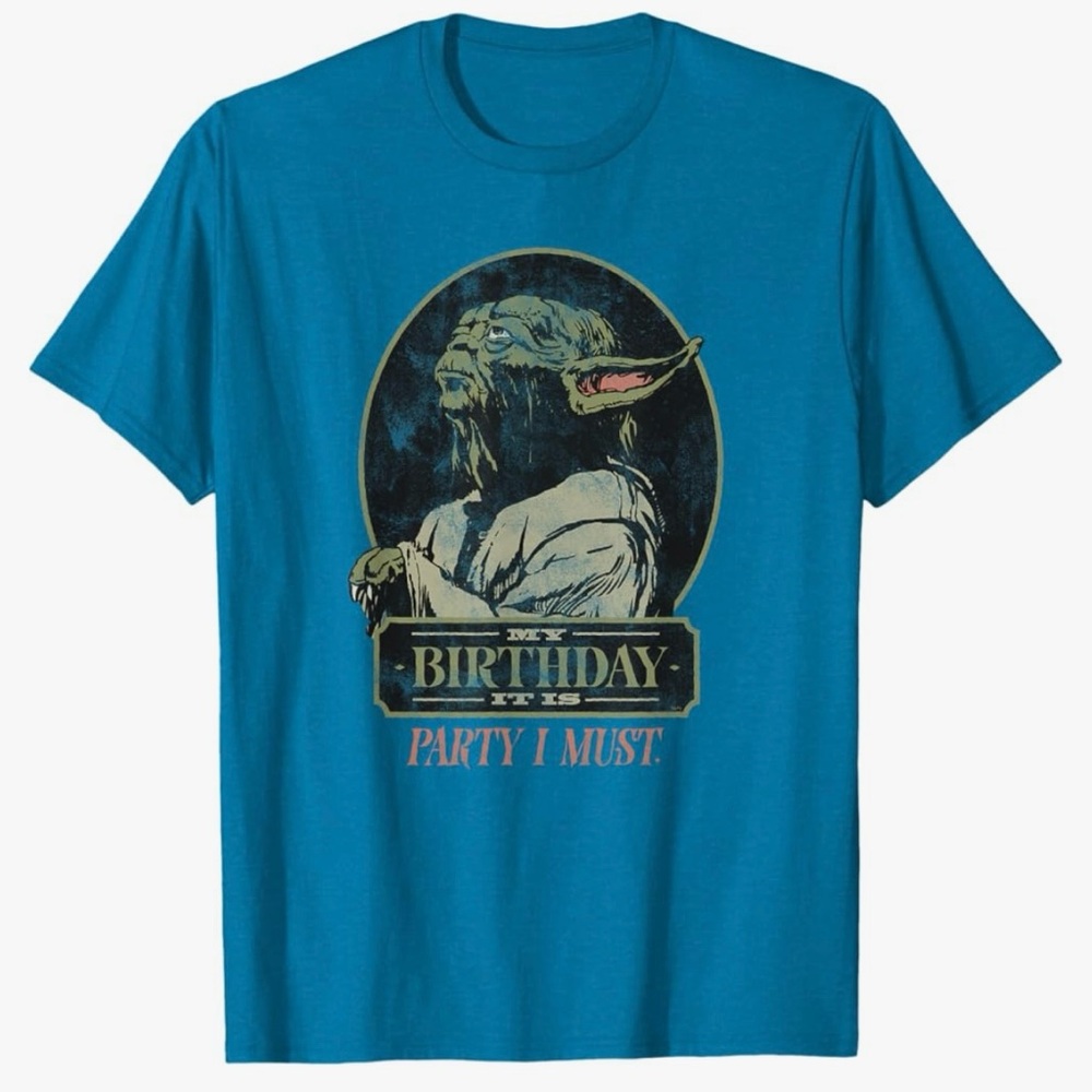 Star Wars Yoda “My Birthday It Is, Party I Must” Graphic Tee NWT Men’s Small